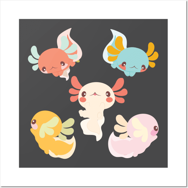 Kawaii Axolotls Wall Art by LikeSuperKawaii